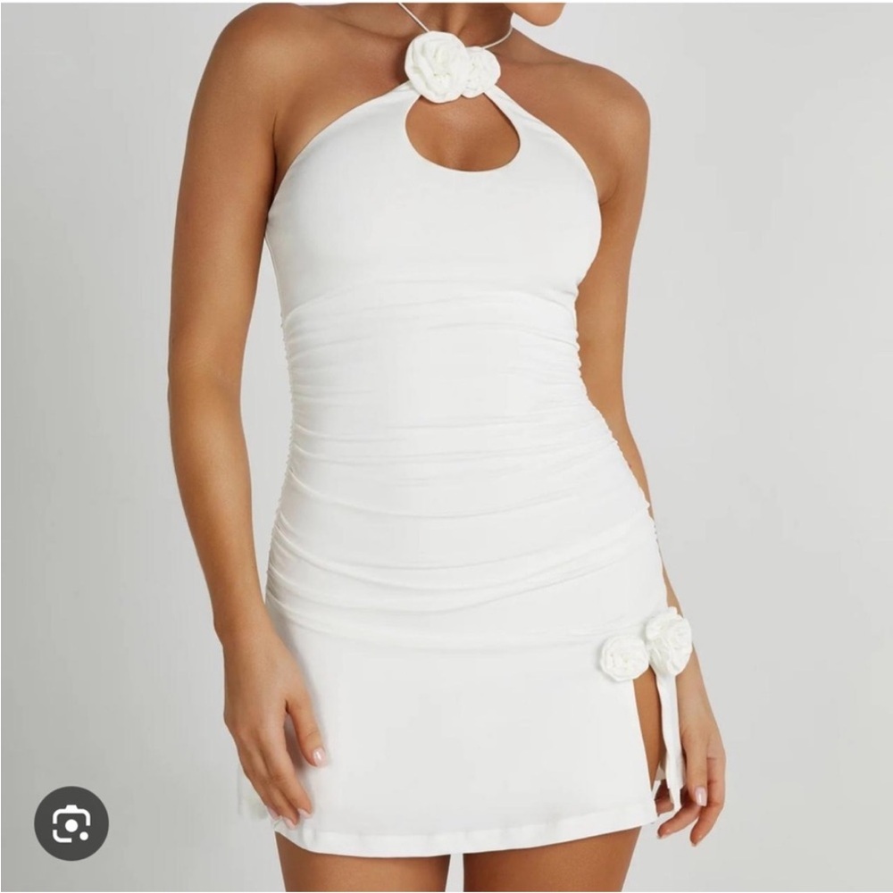 Elegant White Halter Dress